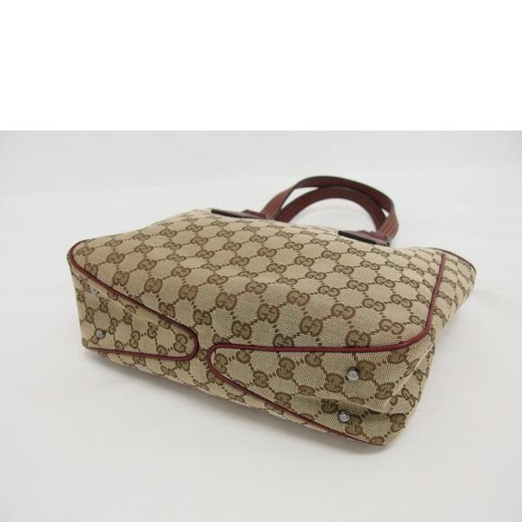 GUCCI Beige Bordeaux GG Canvas Tote Bag - Picture 3 of 5